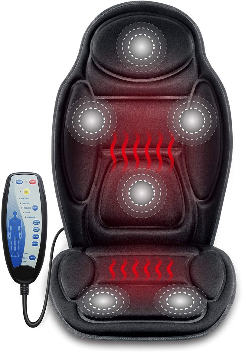 Snailax 2 in 1 Massage Seat Cushion & Massage Pillow, Back Massager with Heat and Vibration for Neck,Shoulder,Back,Abdomen,Leg,6 Vibration Motors,3 Heating Levels,Gift for Mom Woman Dad Man,Grey