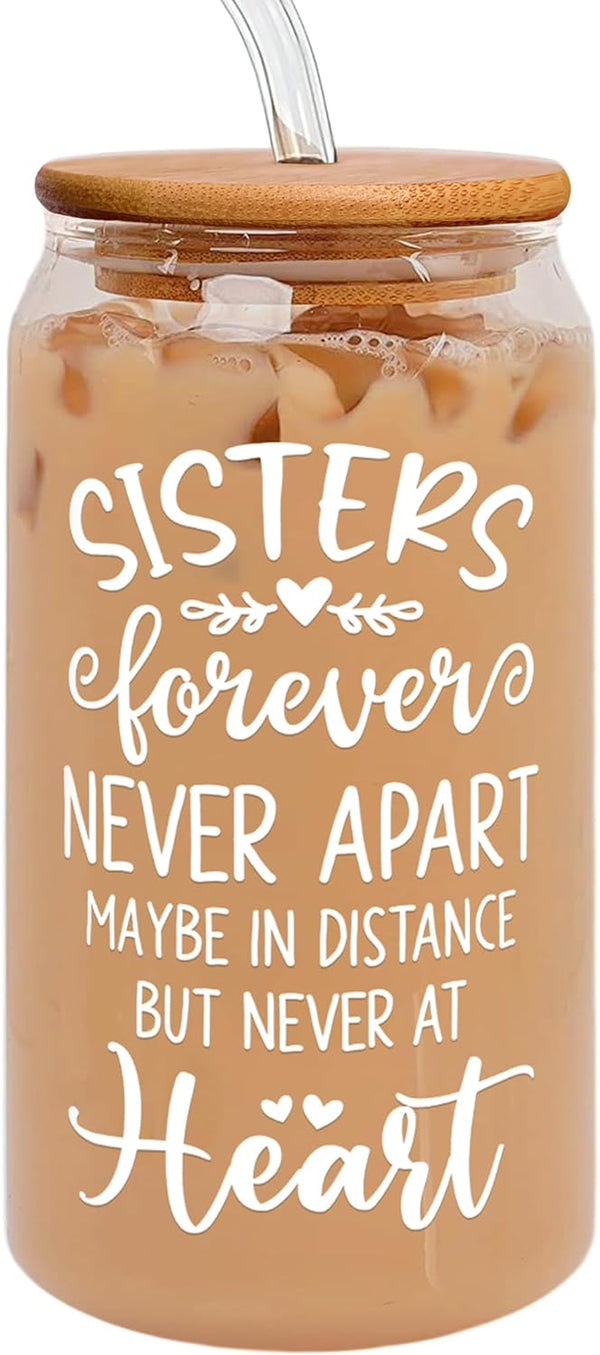 Sisters Gifts from Sister, Brother - Sister Birthday Gift Ideas, Birthday Gifts for Sister - Sister Christmas Gifts, Christmas Gifts for Sister - Gifts for Sister - Big Sister Gifts - 16 Oz Can Glass