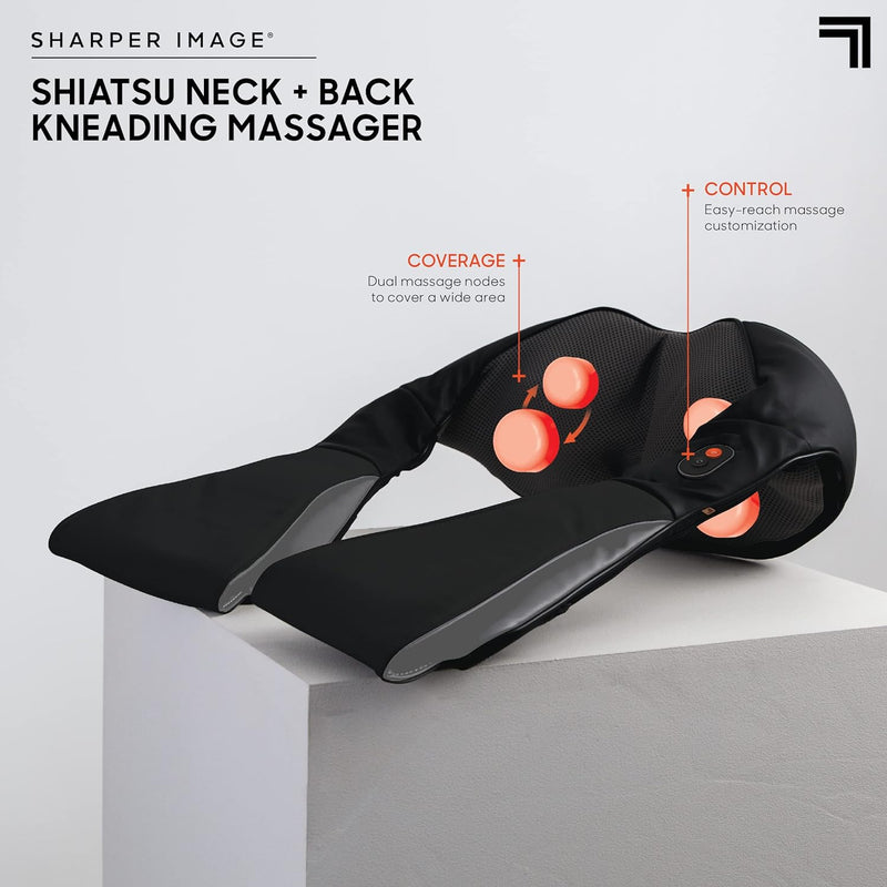 Sharper Image Shiatsu Neck + Back Kneading Massager, Rotating Massage Nodes with Arm Straps, Pain & Tension Relief, Improve Relaxation & Circulation, Reduce Stress, Valentine's Day Gift