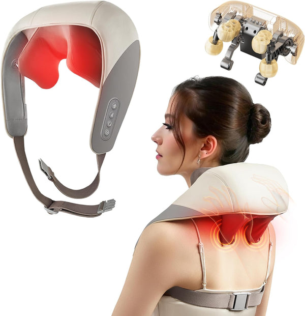 KOSTAK Shiatsu Back Shoulder and Neck Massager with Heat - Electric Full Body Massager - Massagers for Neck and Back - Perfect Gifts for Friends, Family, Lover (Grey)