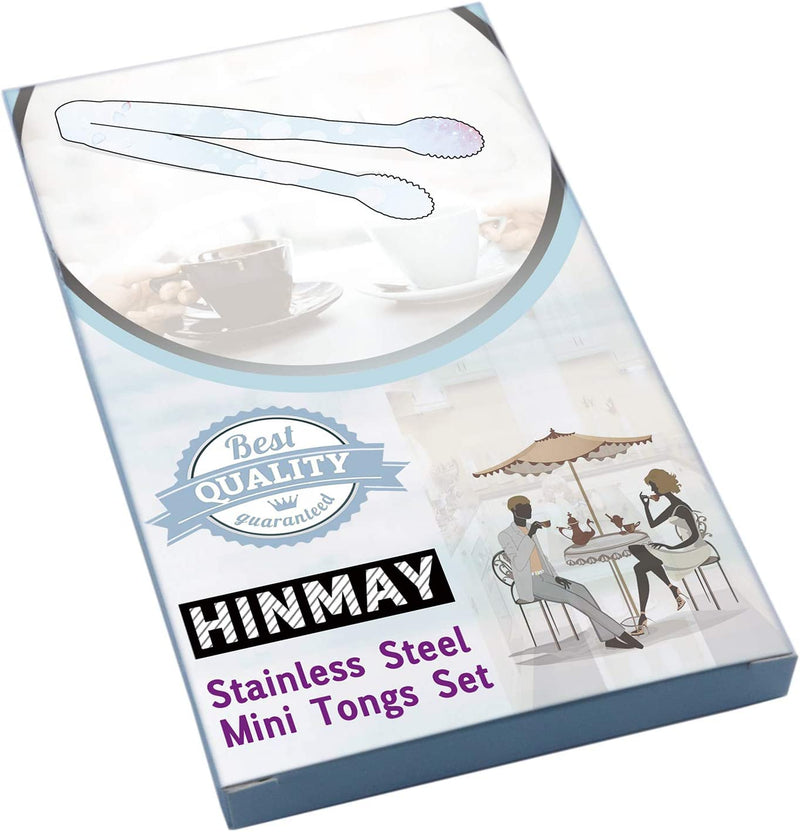 HINMAY Mini Serving Tongs 5-Inch Stainless Steel Small Appetizer Tongs, Set of 4