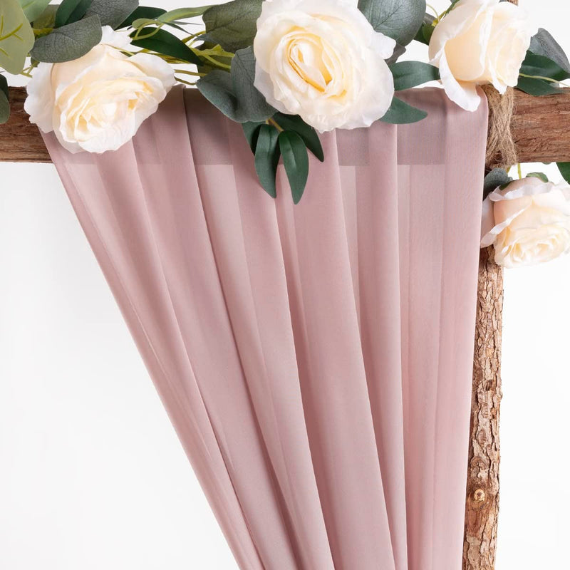 Dusty Rose Chiffon Wedding Arch Drapes - 6 Yards Solid Curtains for Wedding Backdrop Decoration