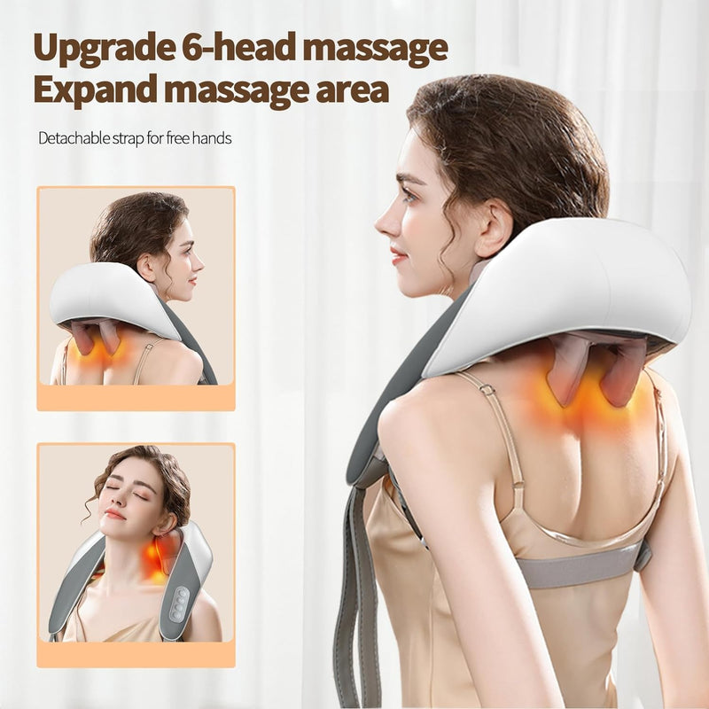 Kolacr Electric Neck Massager,Shiatsu Shoulder Massager with Heat,Neck and Shoulder Massager for Pain Relief Deep Tissue,Kneading Massager for Shoulder Neck Back,Perfect Gifts for Dad Mom (White)