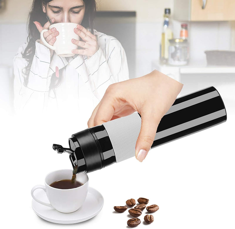 French Press Travel 350ml/12oz Portable Coffee Press Mug Tea and Coffee Maker Bottle Coffee Brewer Travel Tumbler Water Cup(Black)