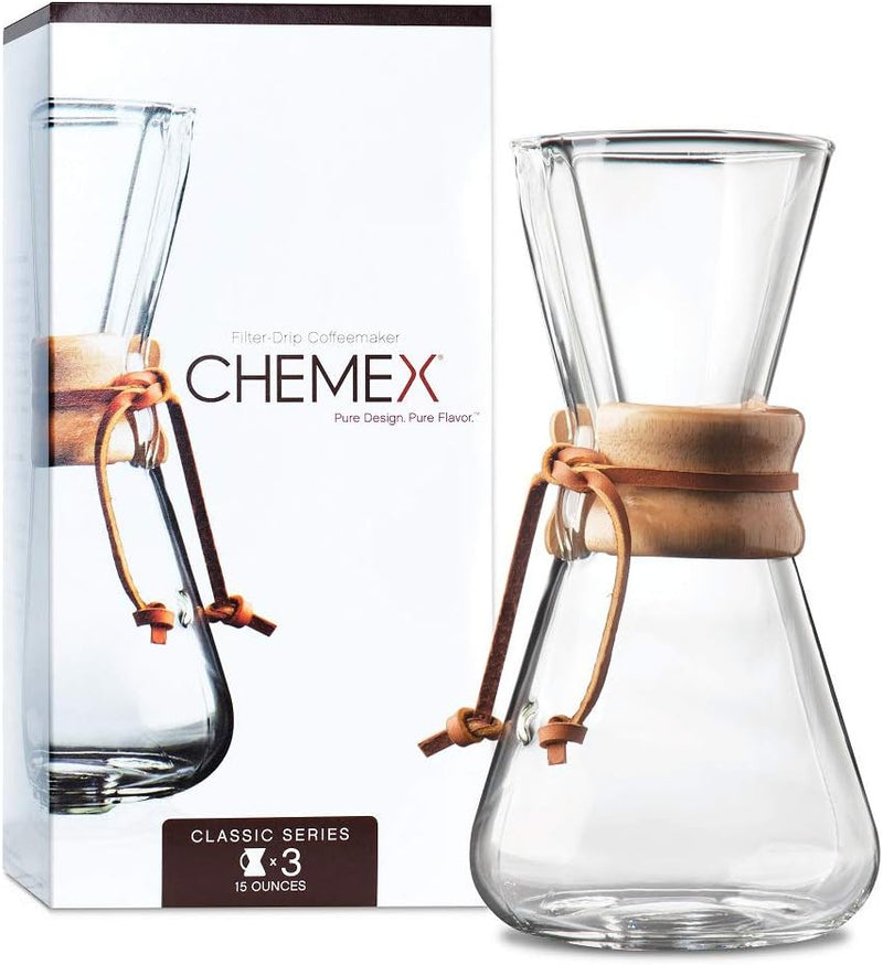 Chemex Pour-Over Glass Coffeemaker - Classic Series - 3-Cup - Exclusive Packaging