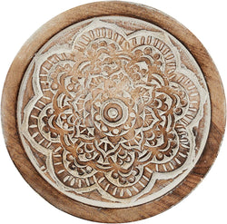 White Elephant Gifts Set of 2 Wooden Trivets for Hot Dishes Pots and Pans Tea Pot Holders Nonslip Heat Resistant Kitchen Counter Accessories for Table Countertops (MD01) 8" Diameter Mandala Design