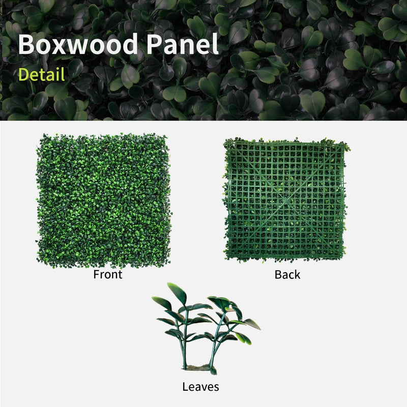 Artificial Boxwood Hedge Panels - 12 Pieces 20 x 20 with 400 Stitches - UV Stable for IndoorOutdoor Decor and Garden Fence