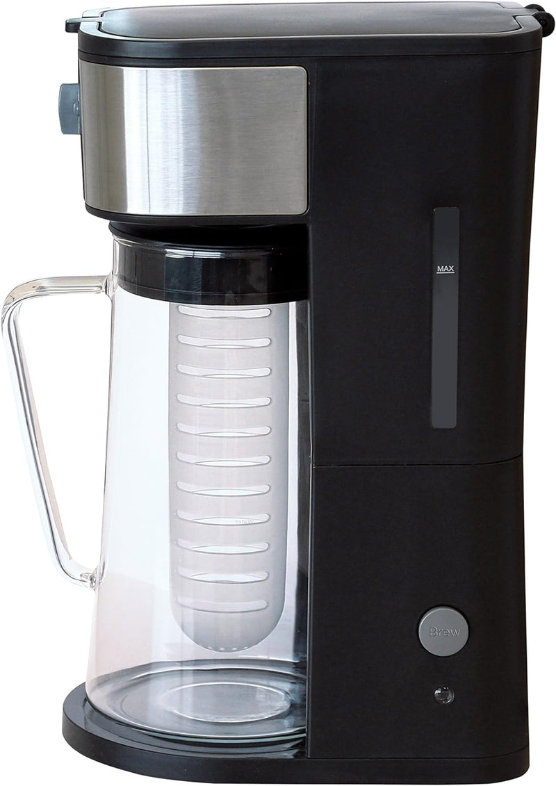 West Bend IT500 Iced Tea Maker or Iced Coffee Maker Includes an Infusion Tube to Customize the Flavor, Features Auto Shut-Off, 2.75-Quart, Black