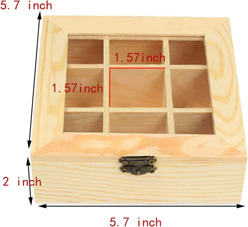 9 Compartments Rustic Tea Storage Box,Wooden Tea Organizer,Tea Bag Organizer Wooden Storage Box, Creamers, Sugar, Coffee Pods, Instant Coffee Packets