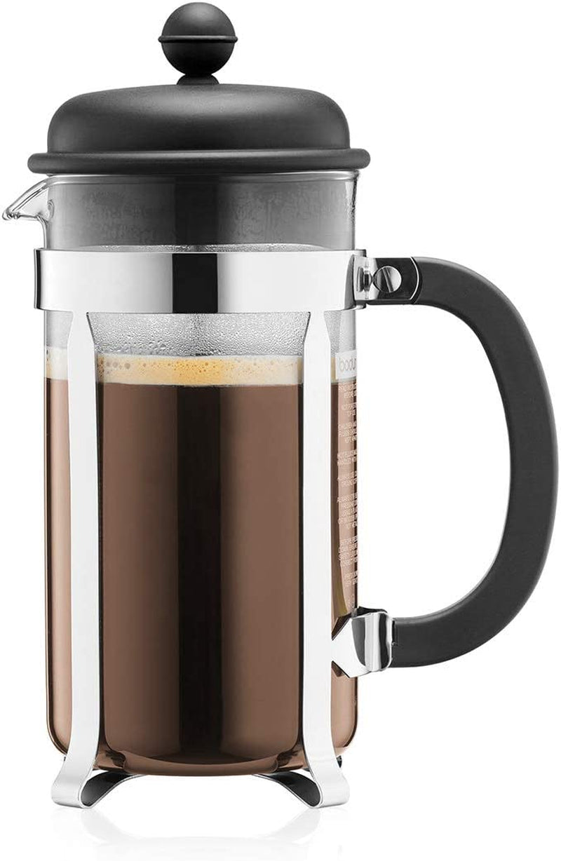 Bodum Caffettiera French Press Coffee Maker, Black Plastic Lid and Stainless Steel Frame, 3-Cup, 12-Ounce