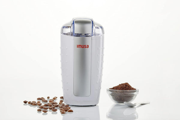 IMUSA USA 3oz White Electric Coffee and Spice one Touch Push-Button Control Grinder