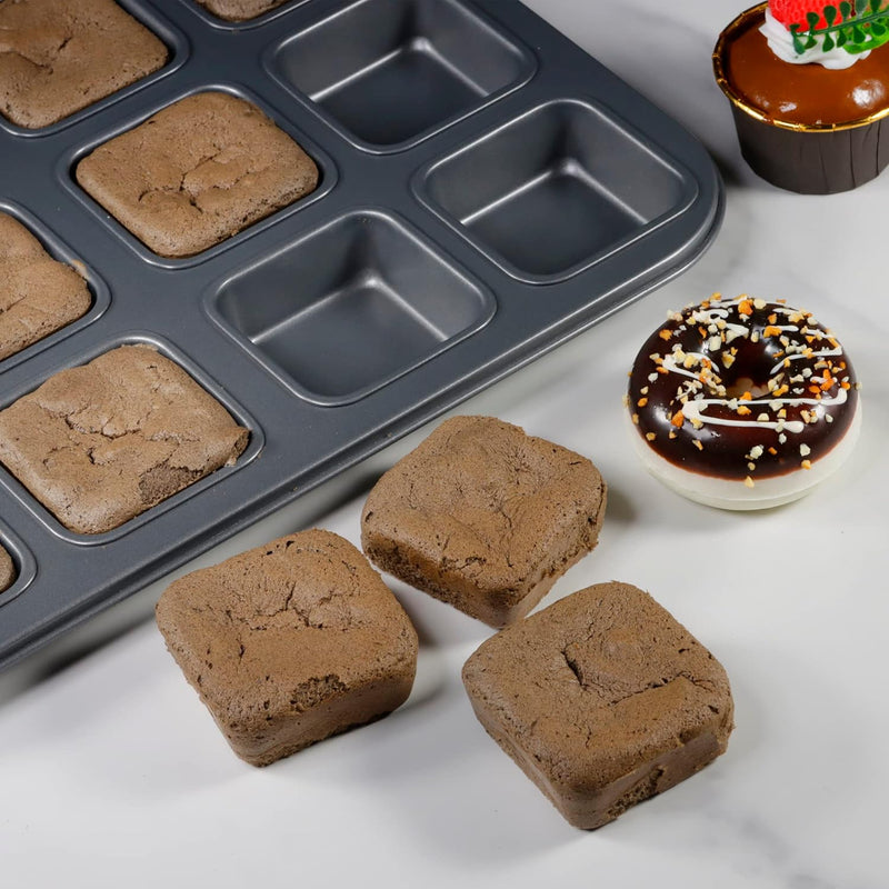 Heavy Duty Non-Stick Brownie  Muffin Baking Pan - 2 Pack