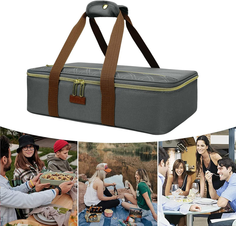 Double Insulated Casserole Carrier Bag - Hot  Cold Food Carry Bag for Potluck Parties Picnics and Traveling Blue