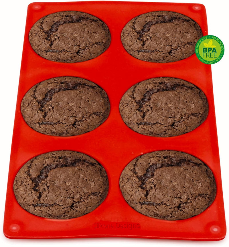 Silicone Muffin Pans - 6 Cup Jumbo Set of 2 Professional Use