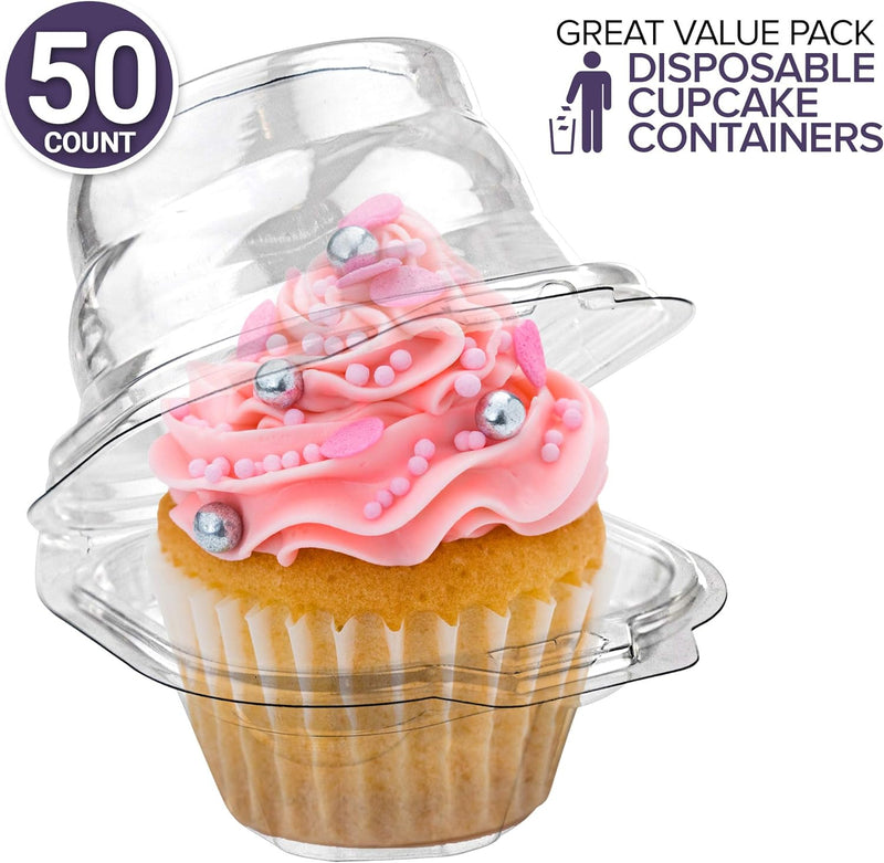 Clear Plastic Cupcake Containers with Dome Lid 100 Count - BPA-Free