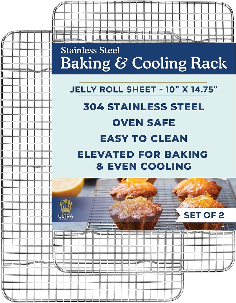 Ultra Cuisine Stainless Steel Cooling and Baking Rack Set - 115 x 165-inch - Set of 2