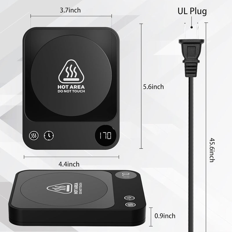 Mug Warmer, Coffee Warmer with 3 Temperature Settings, Auto Shut On/Off Coffee Mug Warmer, Coffee Cup Warmer with 2-12H Timer, Coffee Warmer for Desk/Home/Office, Cup Warmer for Milk/Coffee/Tea, Black