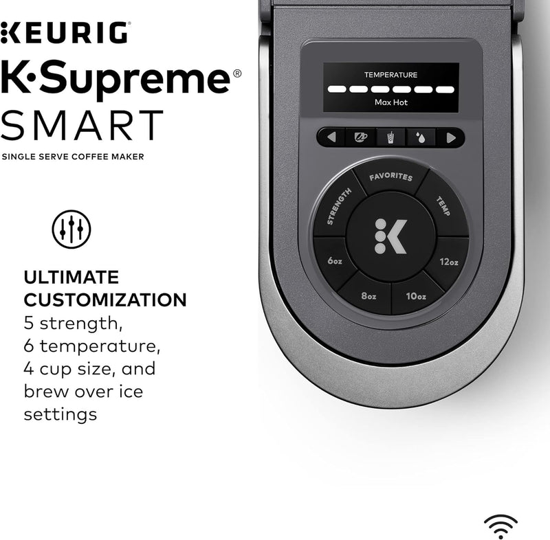 Keurig K-Supreme SMART Coffee Maker, MultiStream Technology, Brews 6-12oz Cup Sizes, Gray