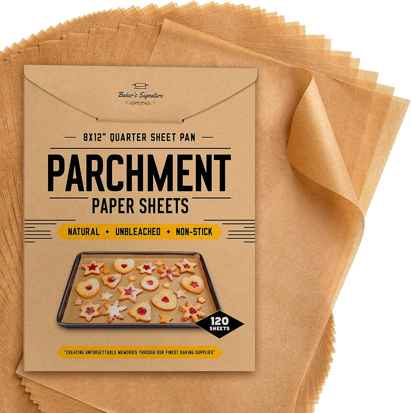 Bakers Signature Parchment Paper Baking Sheets - Non-Stick  Unbleached 120 Pack 12x16 Inch