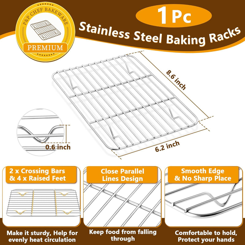 PP CHEF Baking Sheet and Rack Set - Stainless Steel 196 Cookie Sheet with Cooling Rack - Half Size - Dishwasher Safe