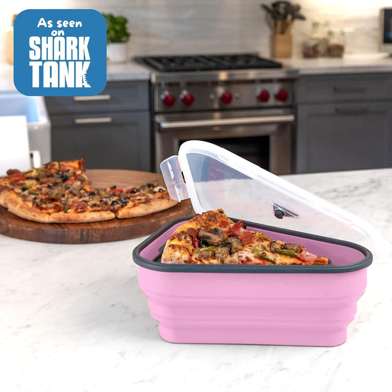 The Perfect Pizza Pack - Reusable Pizza Storage Container with 5 Microwavable Trays - BPA-Free Organizer for Space-Saving Red