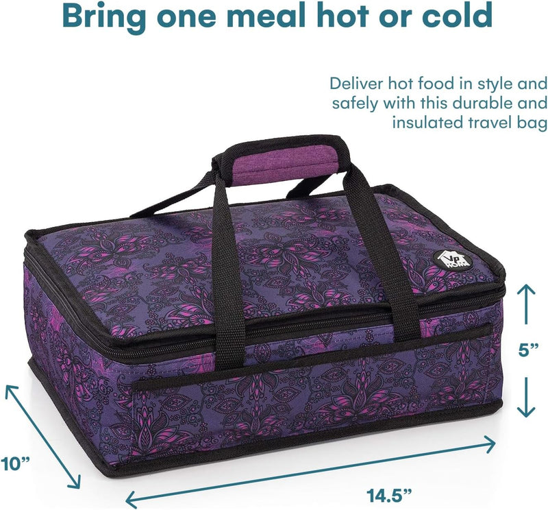 Double Casserole Travel Bag - Insulated Food Carrier for HotCold Dishes Heather Gray