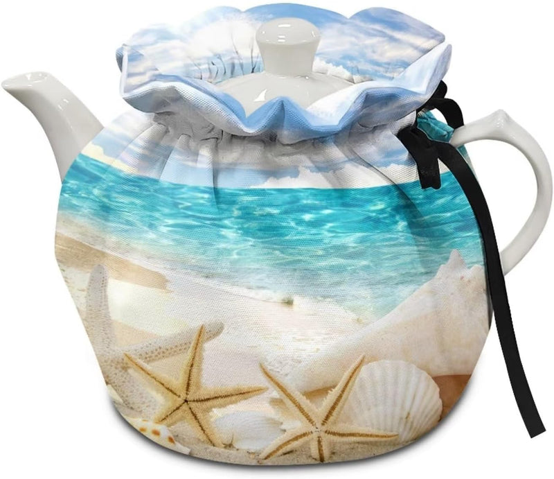 NETILGEN Teapot Cozy Tea Cozies Insulated Keep Tea Warm Tea Pot Cozies Teapot Dust Cover Perfect for Home Kitchen Table Decorative, Light String Christmas Tree