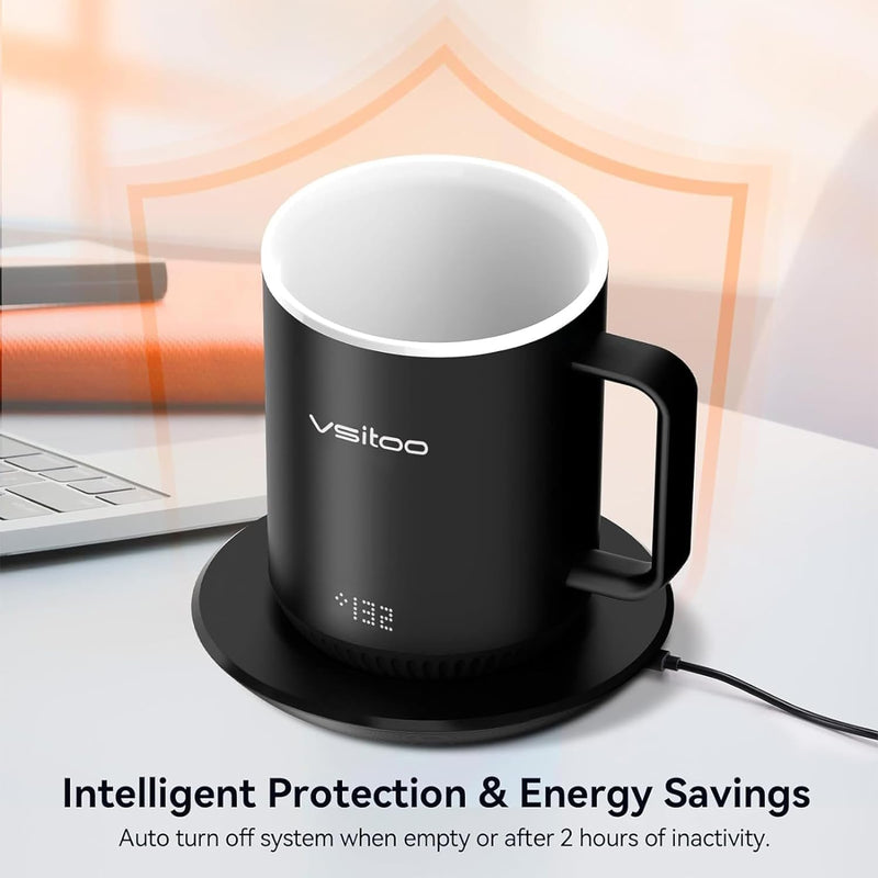 VSITOO S3 Temperature Control Smart Mug 2 with Lid, Self Heating Coffee Mug 10 oz, LED Display, 90 Min Battery Life - App&Manual Controlled Heated Coffee Mug - Improved Design - Perfect Coffee Gifts