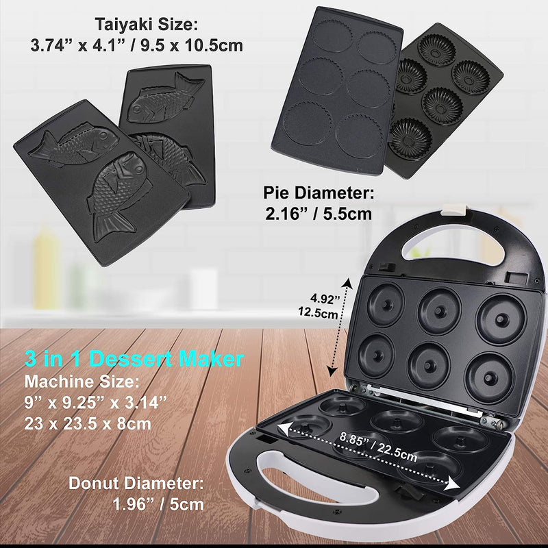 3 in 1 Dessert Maker - StarBlue Mini-Donuts Mini-Pie and Taiyaki