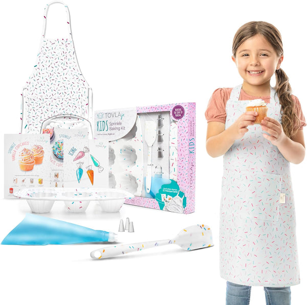 Tovla Jr Kids Baking Set - Cupcake Decorating Kit with Pan Tips Apron - Safe for Girls and Boys 4-12