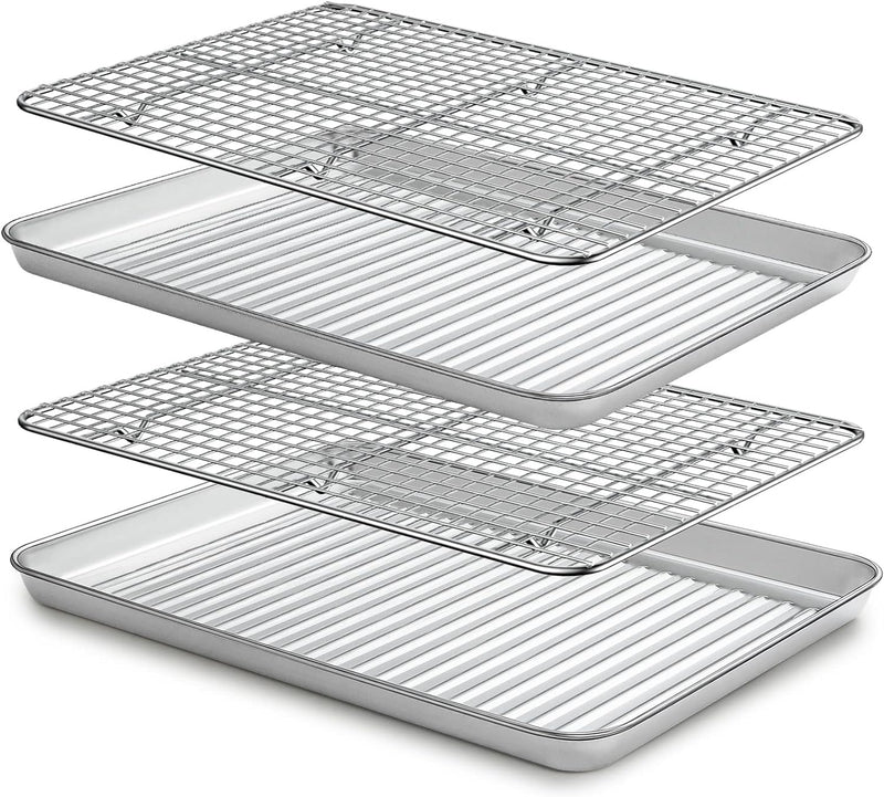 Terlulu Baking Sheet Set - Stainless Steel 2 Pans  2 Racks 16 with Cooling Rack