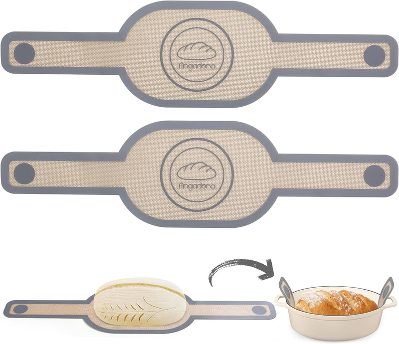 Silicone Bread Sling Dutch Oven - Non-Stick  Easy Clean Baking Mat with Long Handles and Grey Dough Liner