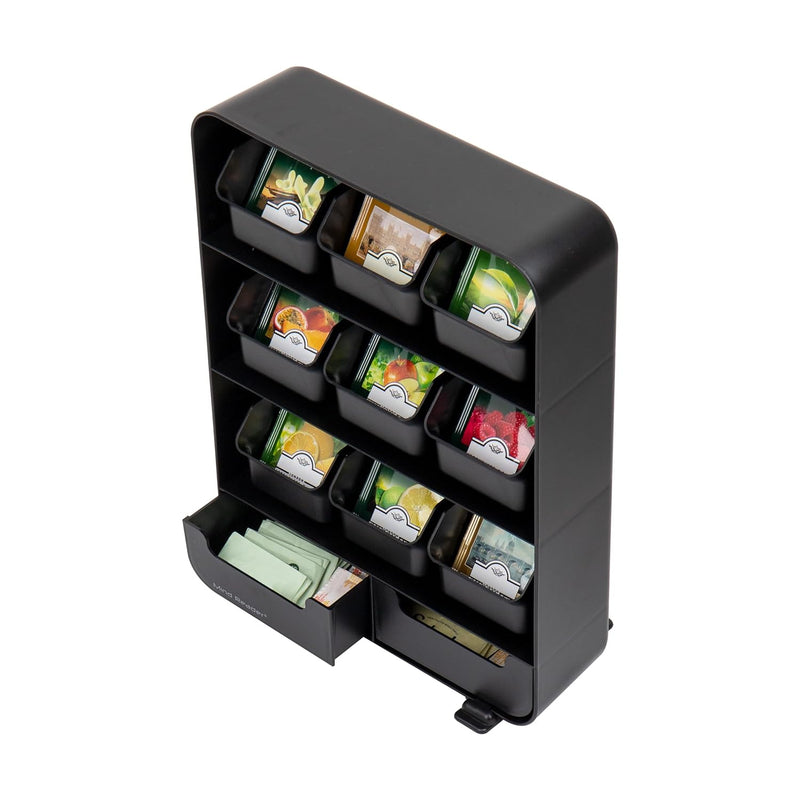 Mind Reader Anchor Collection, 11 Tea Bag Organizer Removable Drawers, 10.25" L x 3.25" W x 13.75" H, Black