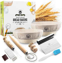 Sourdough Starter Kit - Banneton Bread Proofing Set with Tools  Accessories