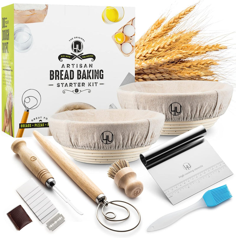 Sourdough Starter Kit - Banneton Bread Proofing Set with Tools  Accessories