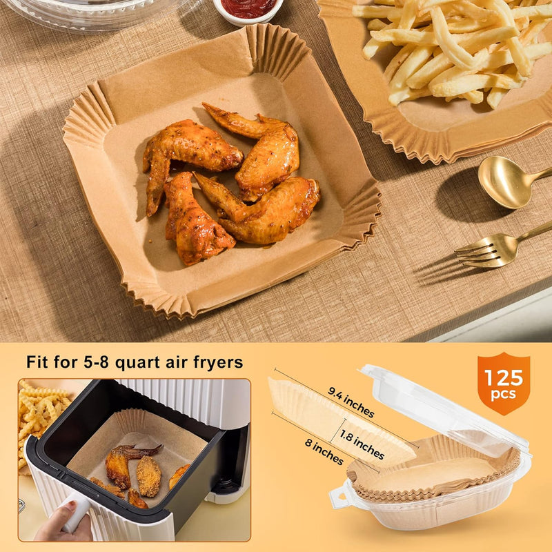 Air Fryer Disposable Parchment Liners - 125 Pack 8 Inch Non-Stick - for Airfryer Baskets Steaming  Microwaving