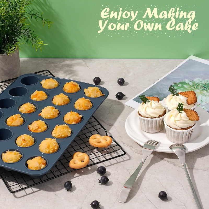 Vnray Silicone Muffin Baking Pan 2-Pack - Nonstick 12 Cup Cake Molds Grey BPA Free