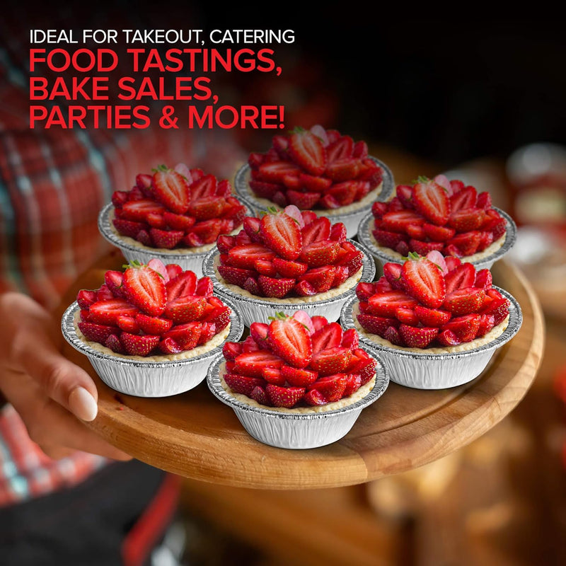 50 Count Disposable Mini Foil Pie Pans for Baking - Recyclable and Durable