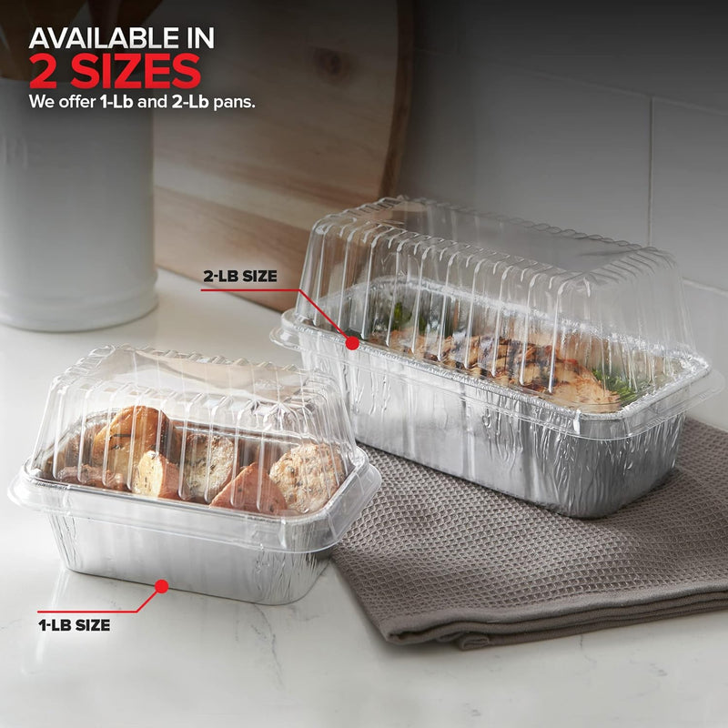 Aluminum Foil Mini Loaf Pans - 50 Pack 2 lb Disposable Baking Tins Ideal for Cakes Breads and Meat