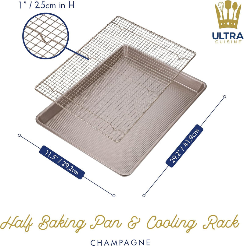 Oven-Safe Baking Rack and Pan Set - Quarter Sheet Size - Premium Aluminum and Stainless Steel - Durable and Easy to Clean