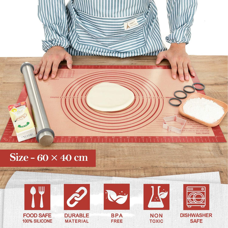 Extra Large Nonstick Silicone Pastry Mat - 28 x 20 with Measurements by Folksy Super Kitchen