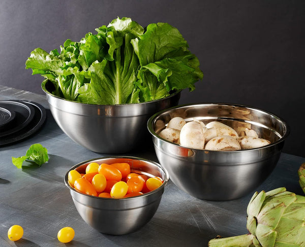 Table Concept Mixing Bowls with Airtight Lids, Stainless Steel Nesting Bowl Set for Space Saving Storage, Ideal for Cooking, Baking, Prepping & Food Storage