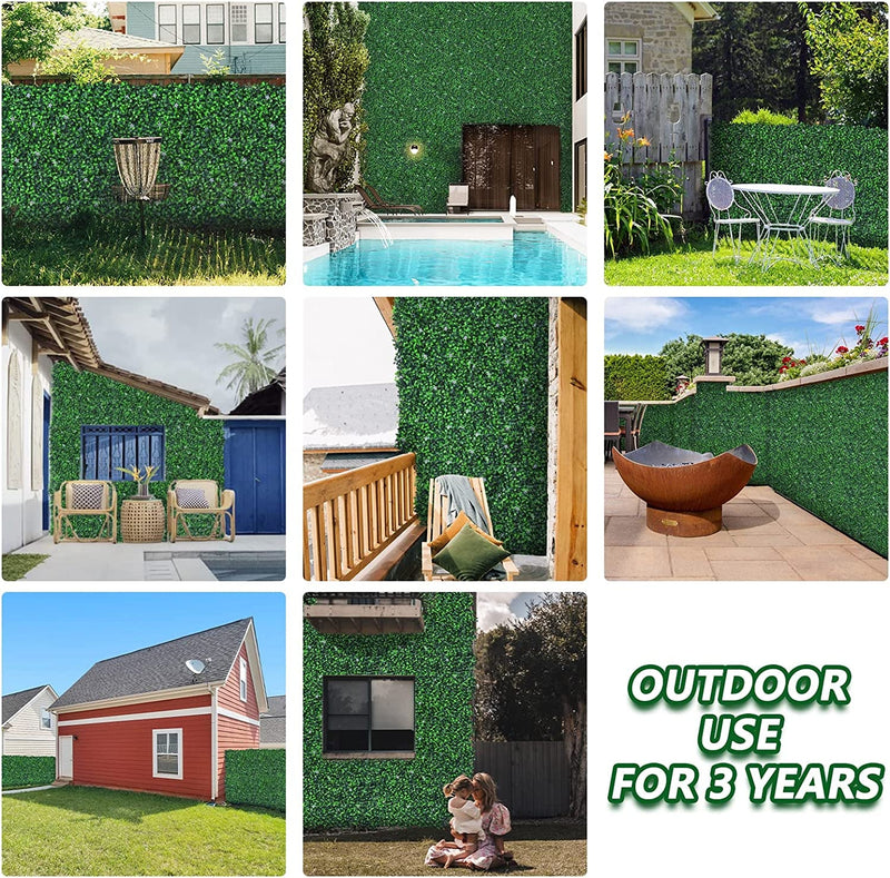 12PCS Grass Wall Panel with Flowers Boxwood and UV Protection for Outdoor and Indoor Use