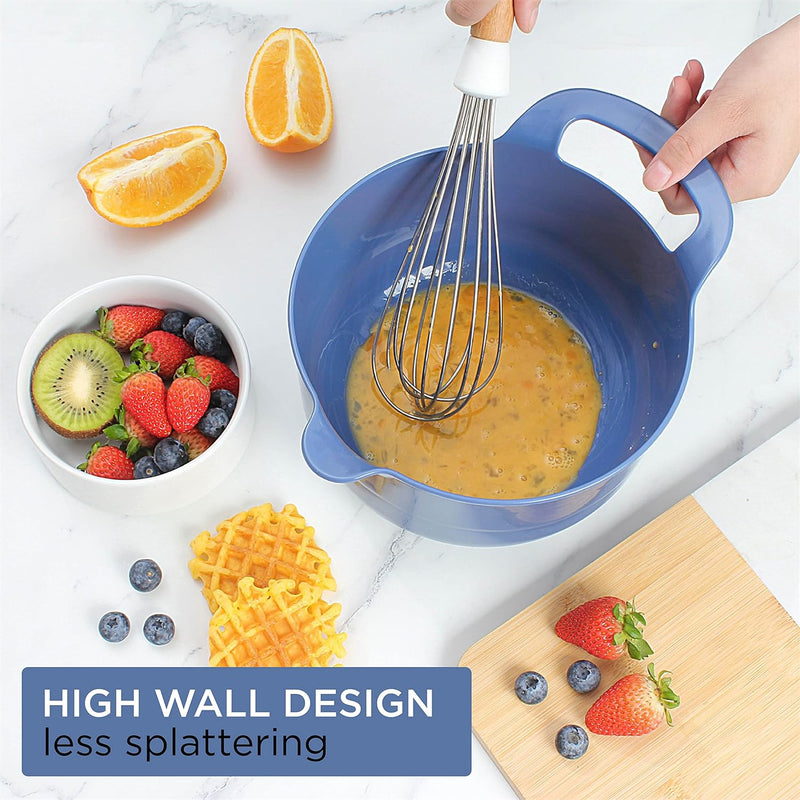 4-Piece Nesting Mixing Bowl Set - Blue Ombre - with Spouts and Handles