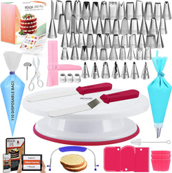 Baking Kit for Beginners - 200PCs Cake Decorating Tools with Turntable and Spatula Set