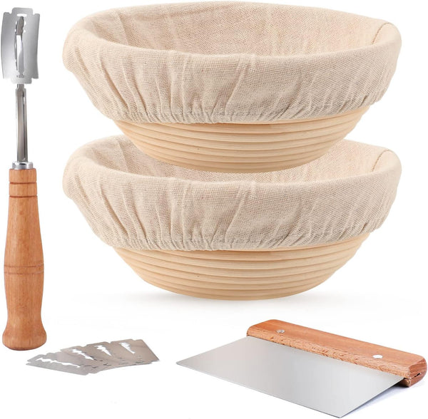 Bread Proofing Basket Set - Oval Round with Liners