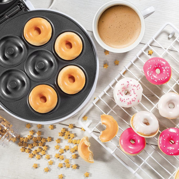 Electric Mini Donut Maker - Non-Stick Makes 7 Small Doughnuts Kid-Friendly Snack
