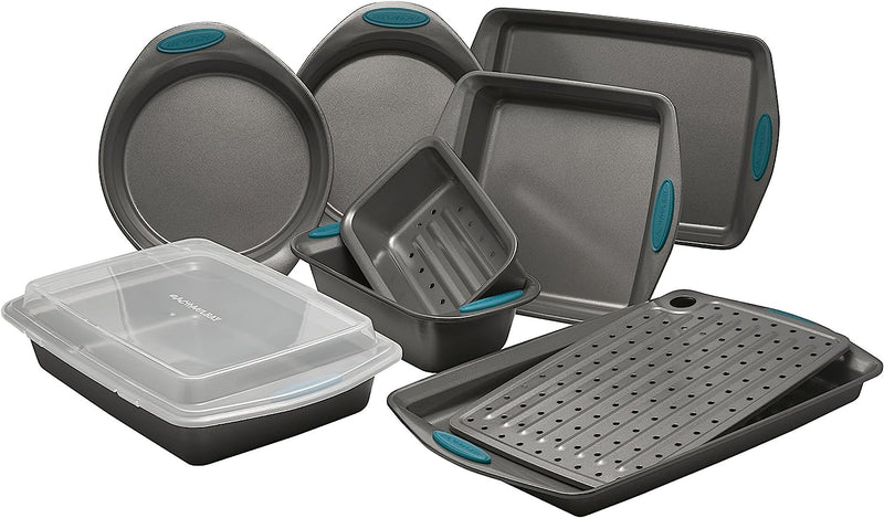 Rachael Ray Nonstick 5-Piece Bakeware Set with Grips - GrayOrange