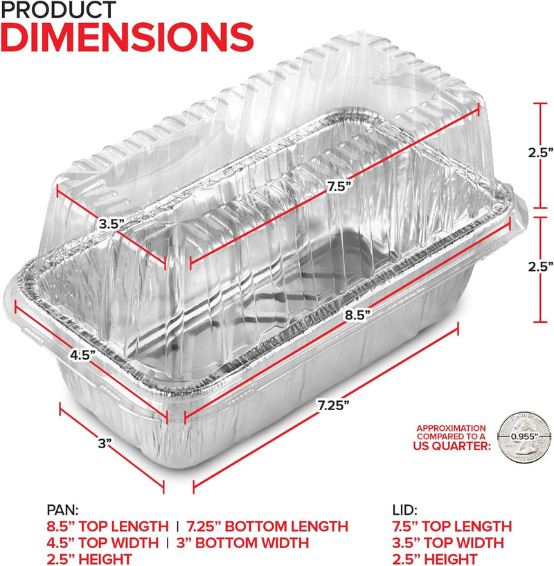 Aluminum Foil Mini Loaf Pans - 50 Pack 2 lb Disposable Baking Tins Ideal for Cakes Breads and Meat