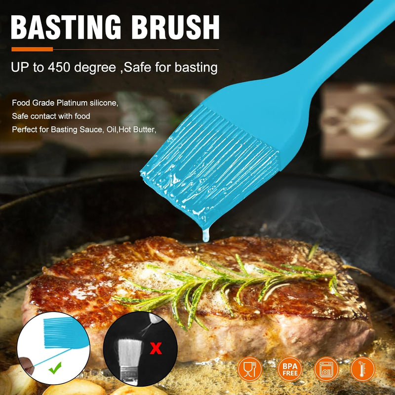 Walfos Silicone Basting Pastry Brush Set 2 Pcs - Heat Resistant for BBQ Baking  Cooking